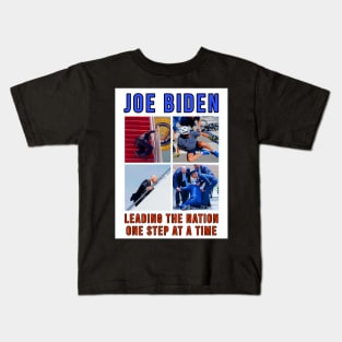 Joe Biden Falling Meme - Leading the Nation One Step At A Time Kids T-Shirt